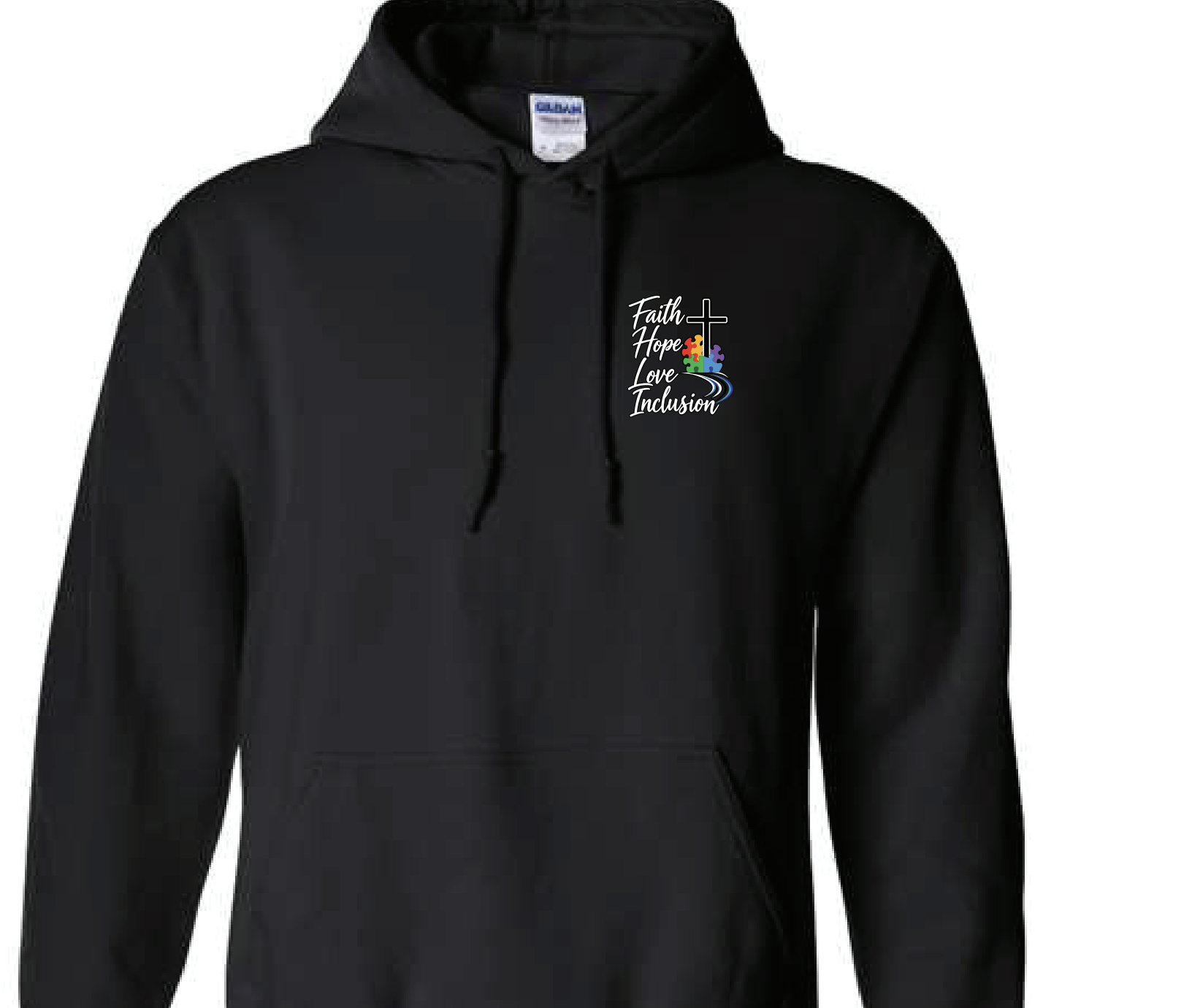 Black Hoodie with Grace in the Spectrum Journey design