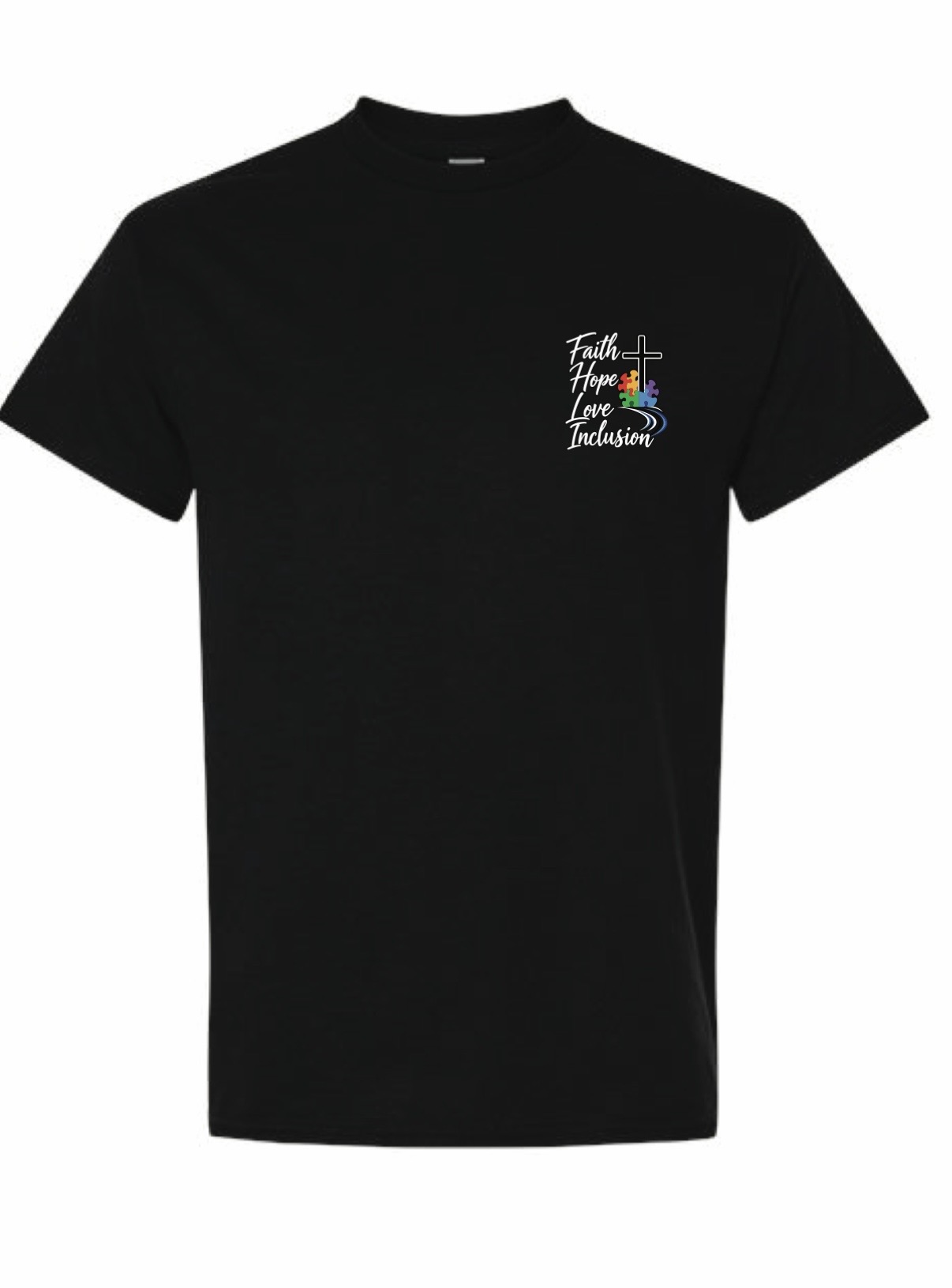 Black T-Shirt with Grace in the Spectrum Journey design